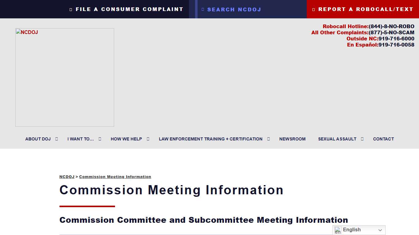 Commission Meeting Information - NCDOJ